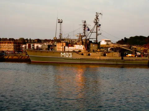 Warship docked in Ipswich Docks