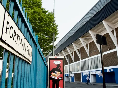 Portman Road sign and the Cobbold Stand